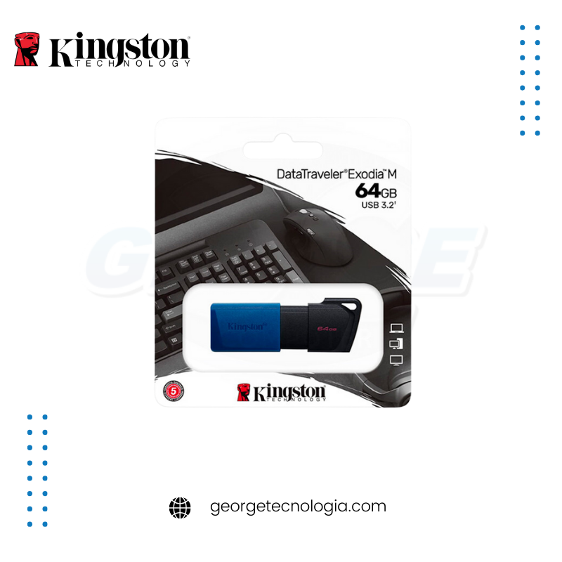 MEMORIA USB 64GB KINGSTON DATA TRAVELER EXODIA M BLUE BLACK V 3.2